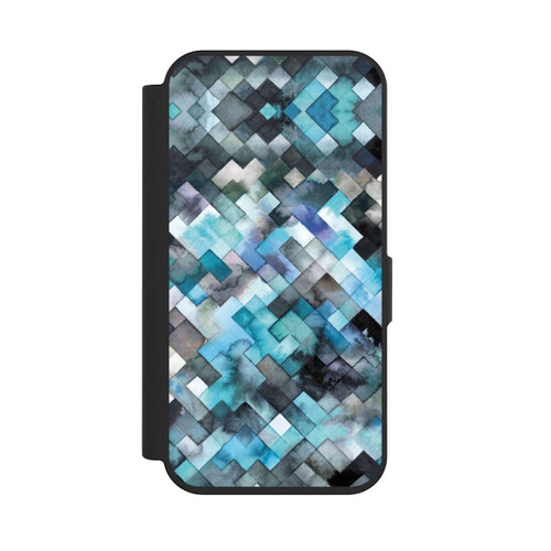 Apple iPhone 15 Pro NIVOflip stimmungsvolles geometrisches Muster blau