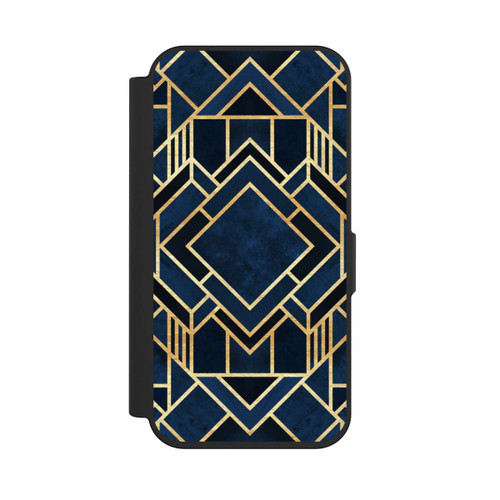 Apple iPhone 15 Pro NIVOflip Kunst Deko Blau Golddruck