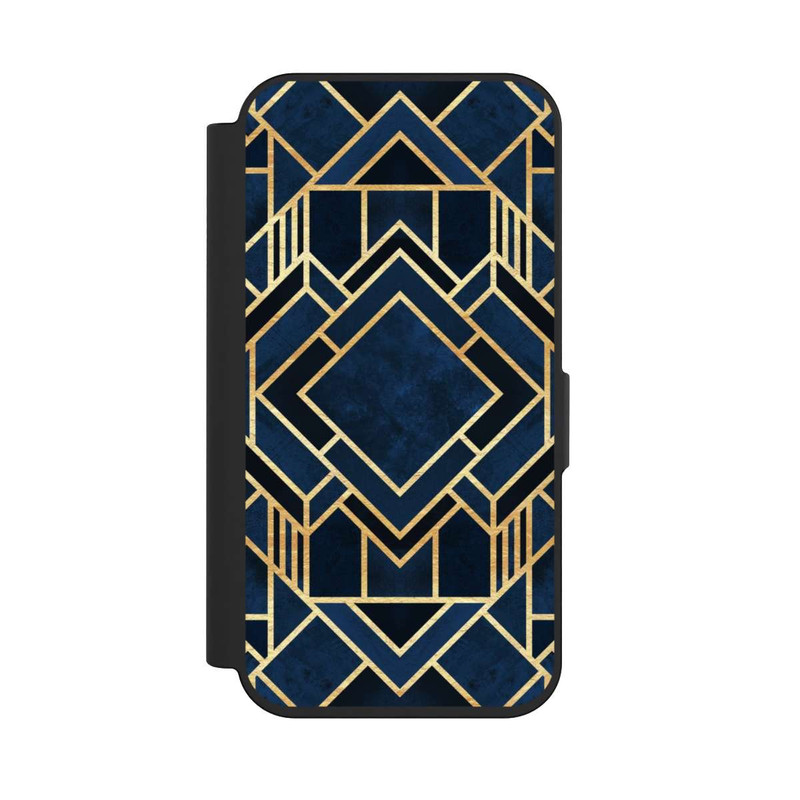 iPhone 15 Pro NIVOflip Kunst Deko Blau Golddruck