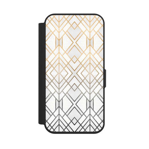 Apple iPhone 15 Pro NIVOflip Gold und Grauer Geo Golddruck
