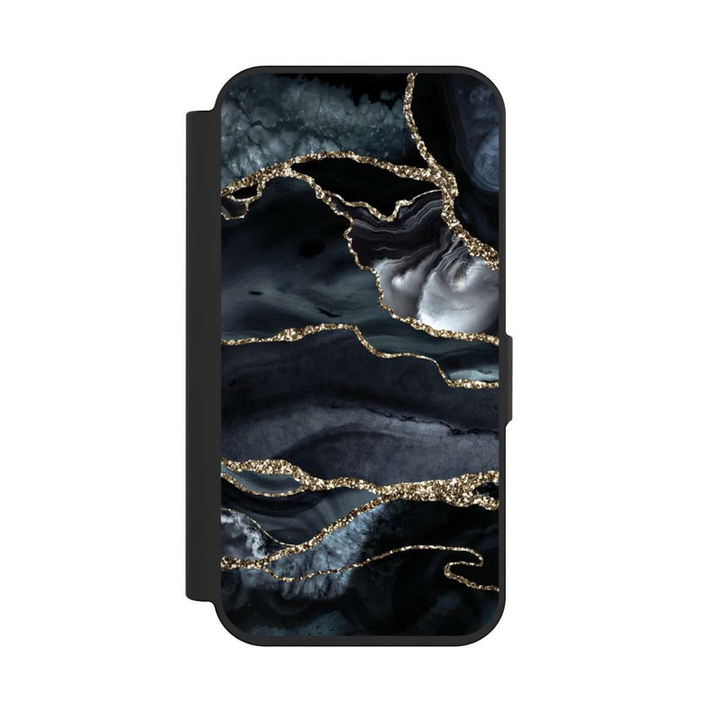 iPhone 15 Pro NIVOflip Or marbré foncé Aspect pailleté