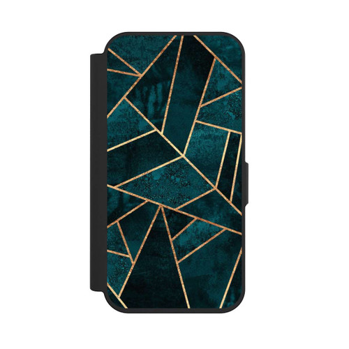 Apple iPhone 15 Pro NIVOflip Tief Blaugrün Stein Gold Druck