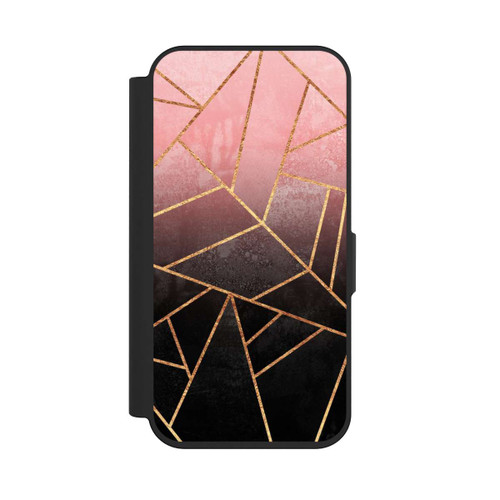 Apple iPhone 15 Pro NIVOflip Pinker und Schwarzer Stein Gold Druck