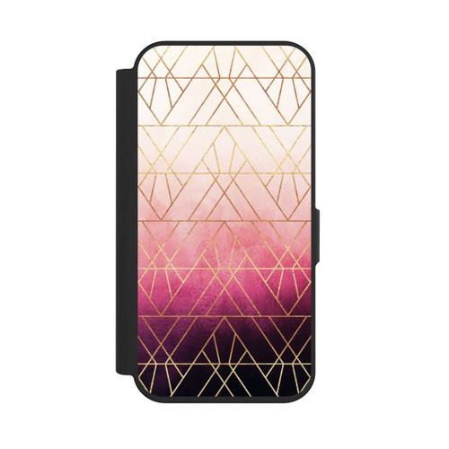 Apple iPhone 15 Pro NIVOflip Pink Ombre Dreiecke Golddruck