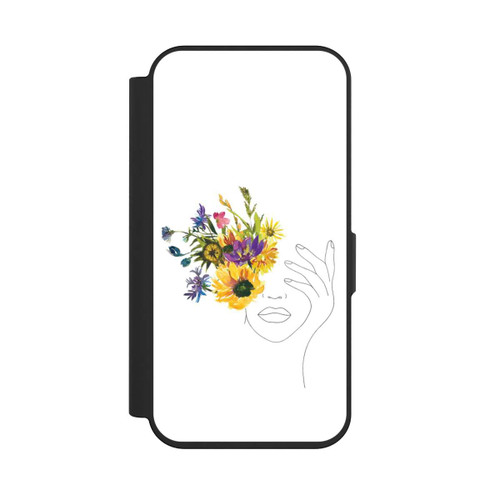Apple iPhone 15 Pro NIVOflip Line Art Frau Sonnenblumen