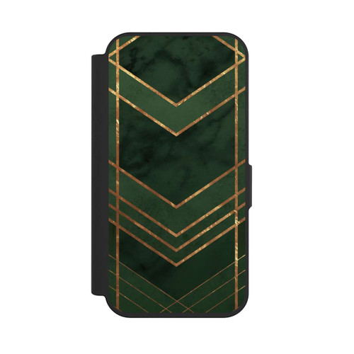 Apple iPhone 15 Pro NIVOflip Dark Green Pattern Golden Stripes