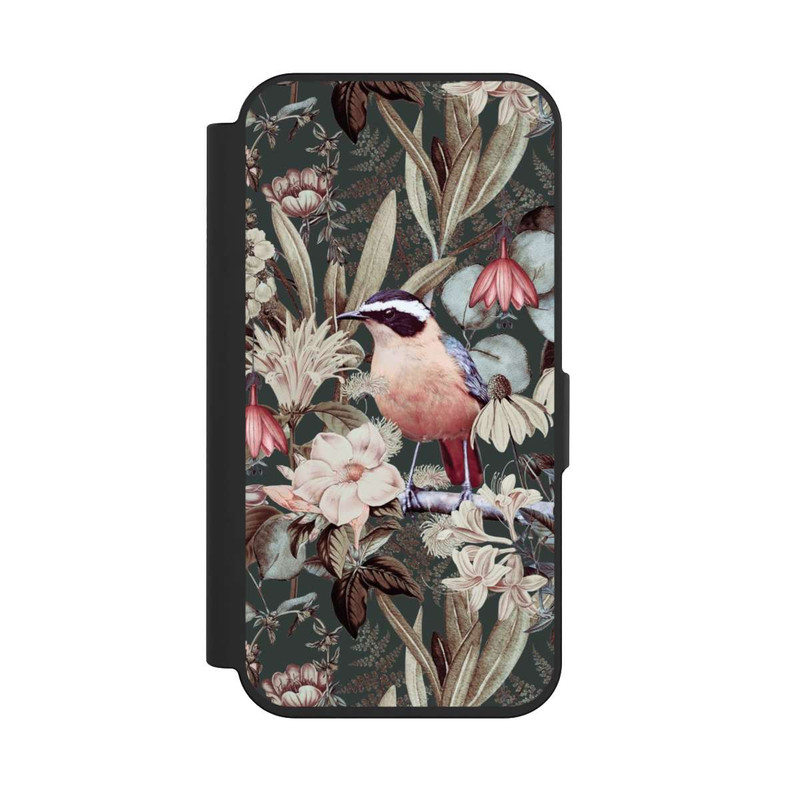 iPhone 15 Pro NIVOflip Orange Bird in Vintage Flower Pattern
