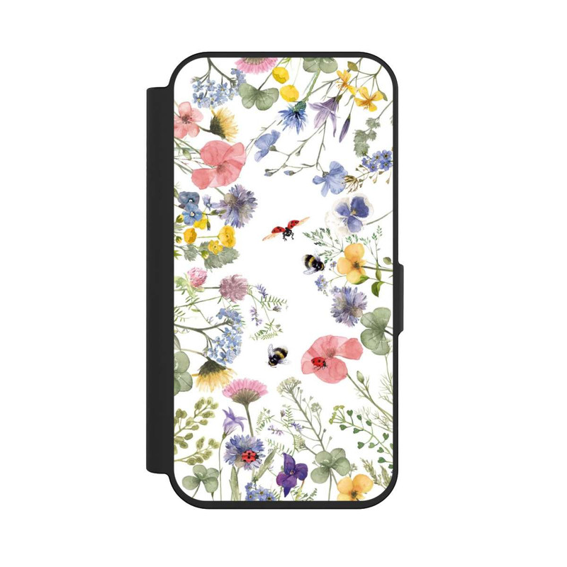 iPhone 15 Pro NIVOflip Bunte Frühlingsblumen und Bienen