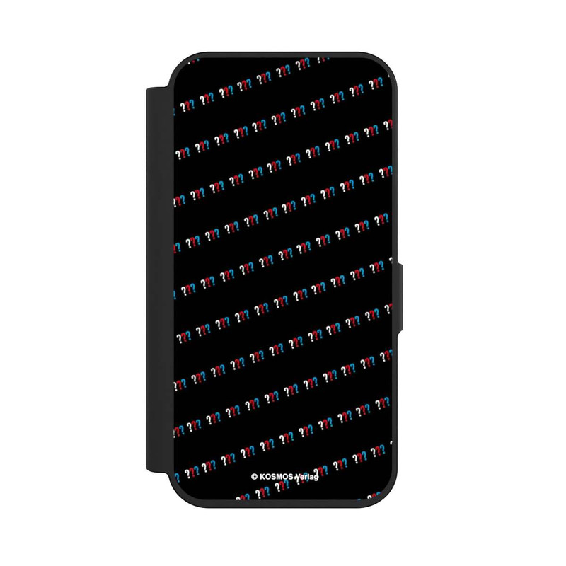 iPhone 15 Pro NIVOflip Drei Fragezeichen Muster Schräg