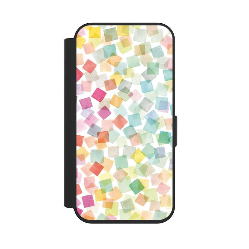 iPhone 15 Pro NIVOflip Konfetti geometrische Plaids Regenbogen