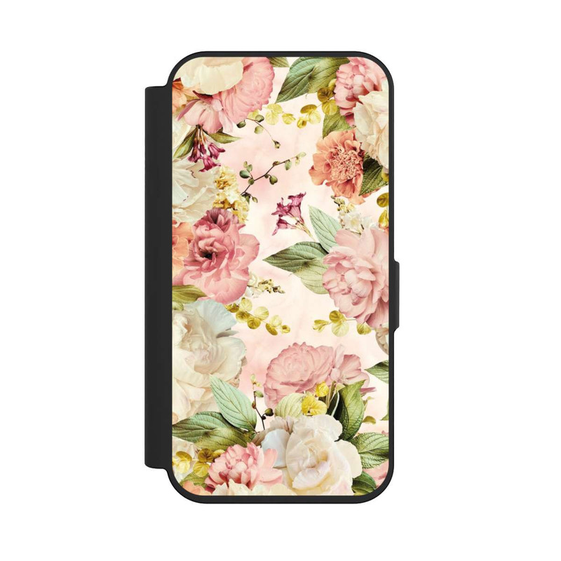 iPhone 15 Pro NIVOflip Blumenrahmen Pfingstrosen Beige