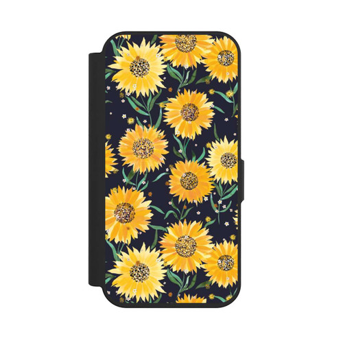 Apple iPhone 15 Pro NIVOflip Sonnenblumen schwarz