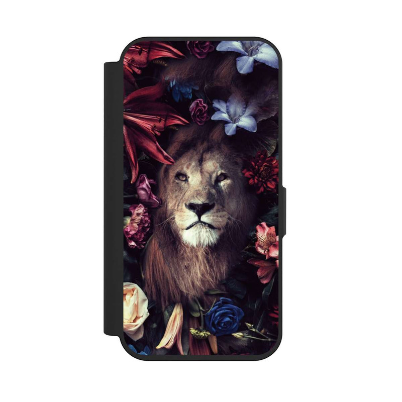 iPhone 15 Pro NIVOflip Löwe Blumenrahmen