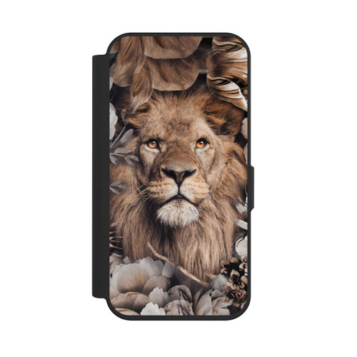 Apple iPhone 15 Pro NIVOflip Löwe Blumenrahmen Beige