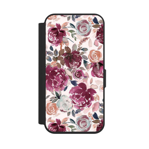 Apple iPhone 15 Pro NIVOflip Herbstpfingstrosen und Rosen in Rosa
