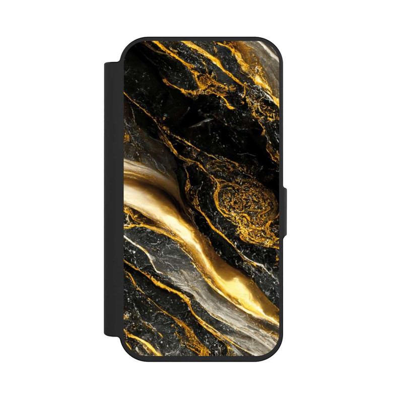 iPhone 15 Pro NIVOflip Couches d'impression en marbre noir et or