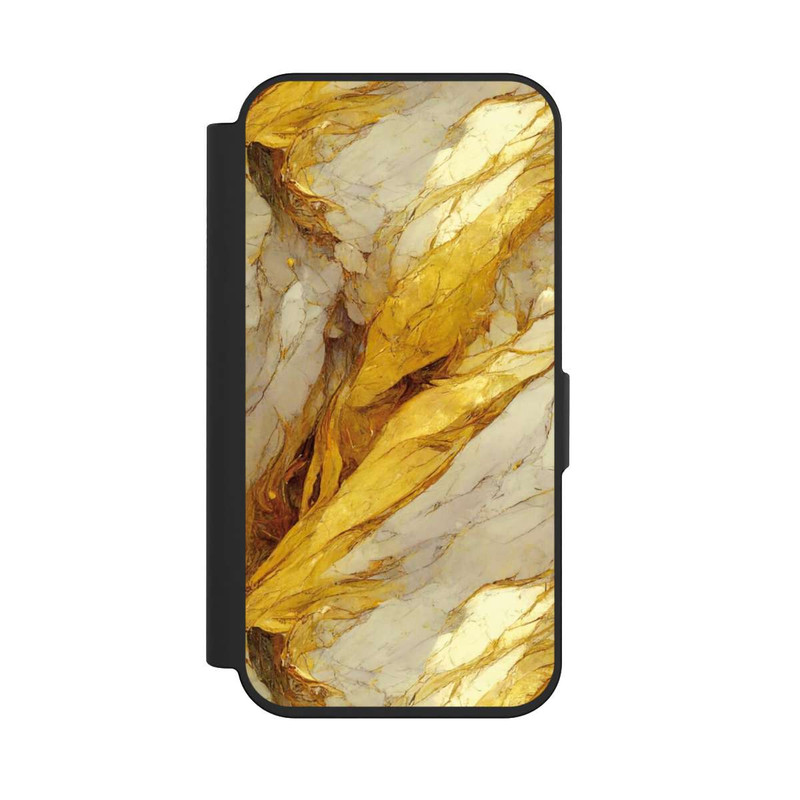iPhone 15 Pro NIVOflip Weiße Marmor-Golddruckschichten