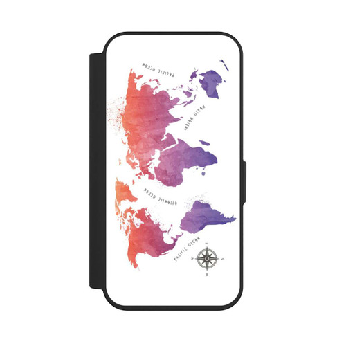 Apple iPhone 15 Pro NIVOflip Worldmap (Watercolor)-weißer Hintergrund 