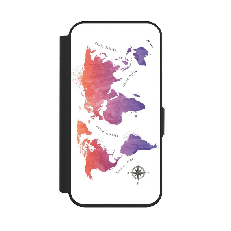iPhone 15 Pro NIVOflip Worldmap (Watercolor) white