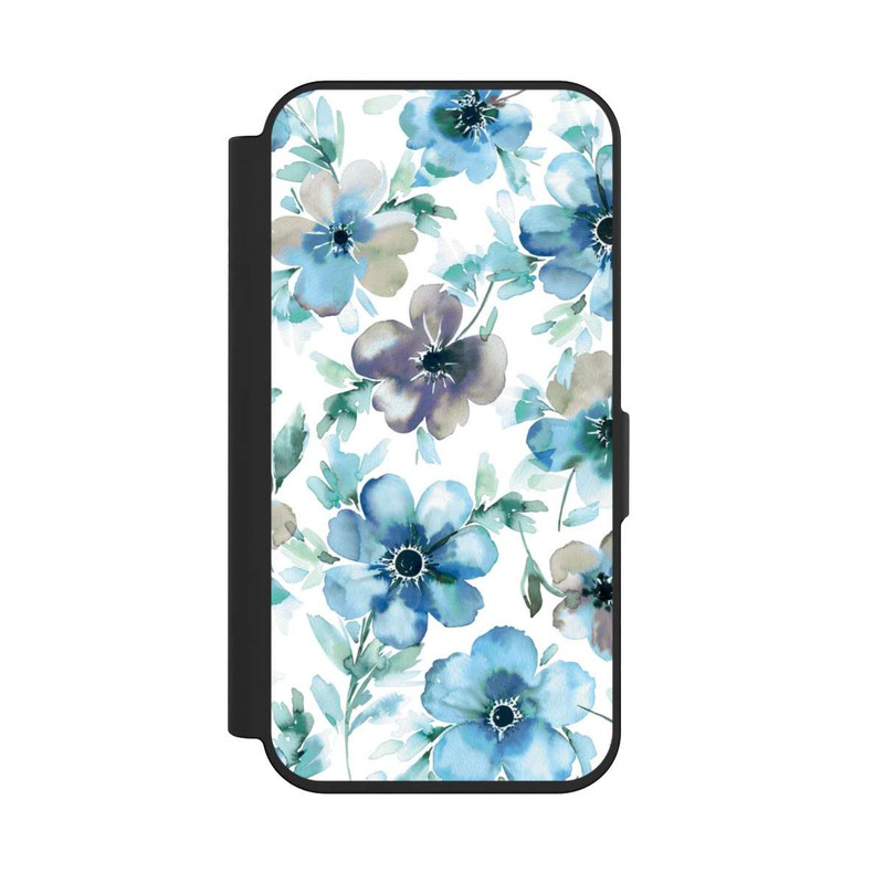 iPhone 15 Pro NIVOflip Motif de fleurs bleues Tendance
