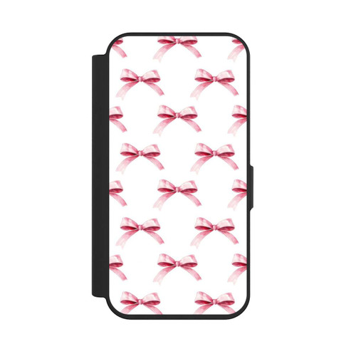 Apple iPhone 15 Pro NIVOflip Motif Nœud Rose sur Fond Blanc