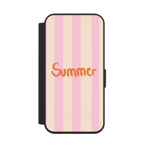 Apple iPhone 15 Pro NIVOflip Summer- Rosa und Orange Streifen Hintergrund