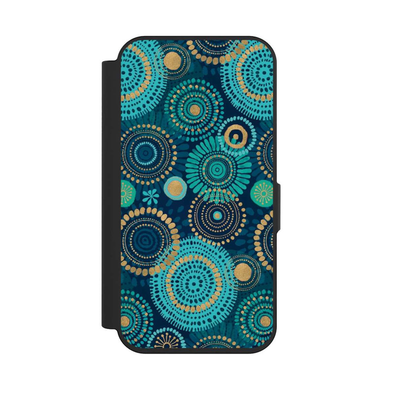 iPhone 15 Pro NIVOflip Blockprint India Teal Gold