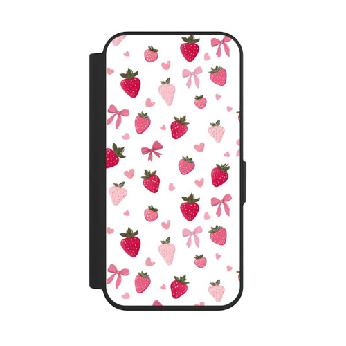 Apple iPhone 15 Pro NIVOflip Erdbeer Herz Schleifen Muster Pink