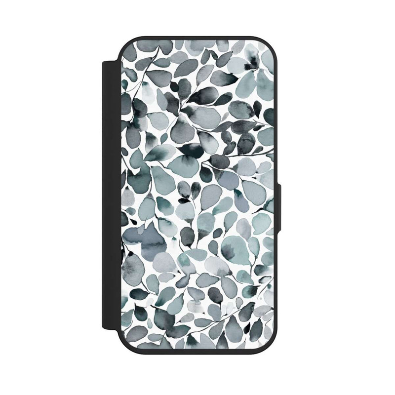 iPhone 15 Pro NIVOflip Eukalyptus Aquarell Blätter Grau