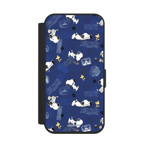Apple iPhone 15 Pro NIVOflip Peanuts Travel Stamps Pattern Blue