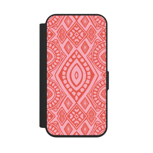 Apple iPhone 15 Pro NIVOflip Boho Geometric Intricate Tribal Design in Shades of Pink