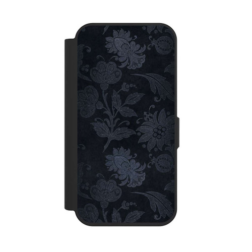 Apple iPhone 15 Pro NIVOflip  Silberne Blumen auf Samt