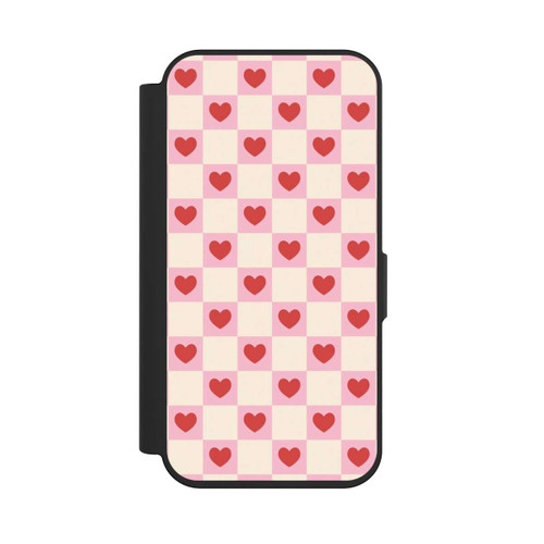 Apple iPhone 15 Pro NIVOflip Cœurs à Carreaux Roses Saint-Valentin