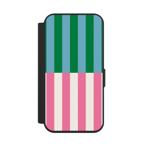 Apple iPhone 15 Pro NIVOflip Motif Rayé Vert Rose