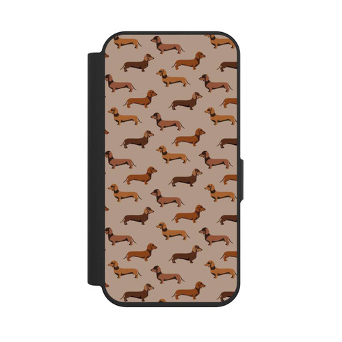 Apple iPhone 15 Pro NIVOflip Dackel Muster Braun
