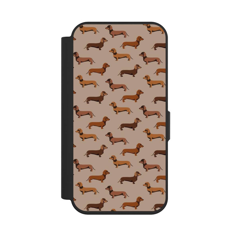 iPhone 15 Pro NIVOflip Dackel Muster Braun