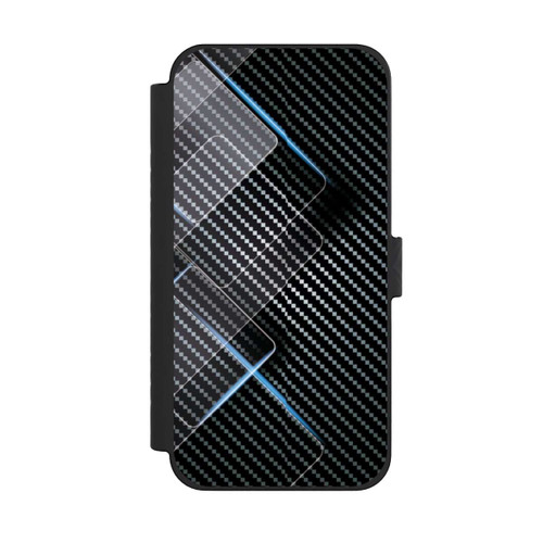 Apple iPhone 15 Pro Max NIVOflip Blaue Linien auf Karbon