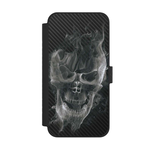 Apple iPhone 15 Pro Max NIVOflip rauchender Totenkopf Carbon