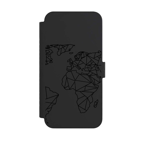 Apple iPhone 15 Pro Max NIVOflip Polygon Weltkarte Schwarz ohne Hintergrund
