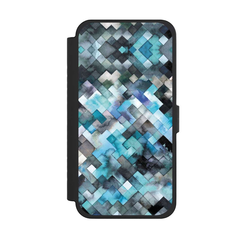 iPhone 15 Pro Max NIVOflip stimmungsvolles geometrisches Muster blau