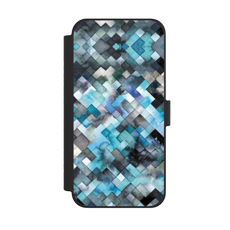 iPhone 15 Pro Max NIVOflip stimmungsvolles geometrisches Muster blau