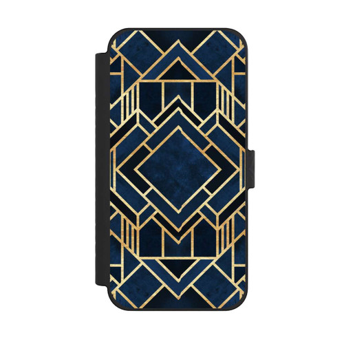 Apple iPhone 15 Pro Max NIVOflip Impression Art Déco Bleu Or