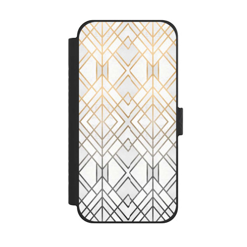 Apple iPhone 15 Pro Max NIVOflip Imprimé Geo Gold doré et gris