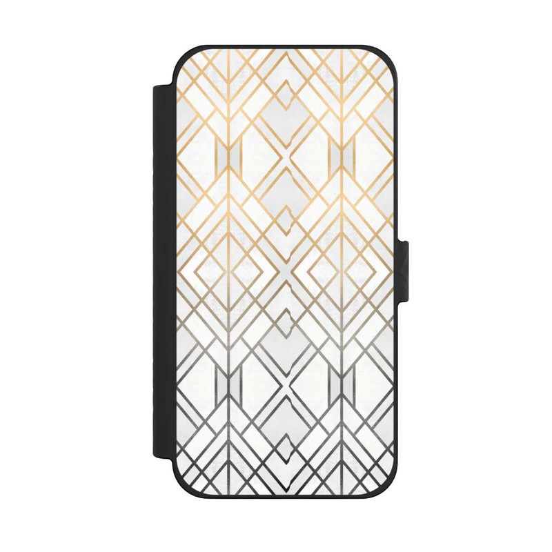 iPhone 15 Pro Max NIVOflip Imprimé Geo Gold doré et gris