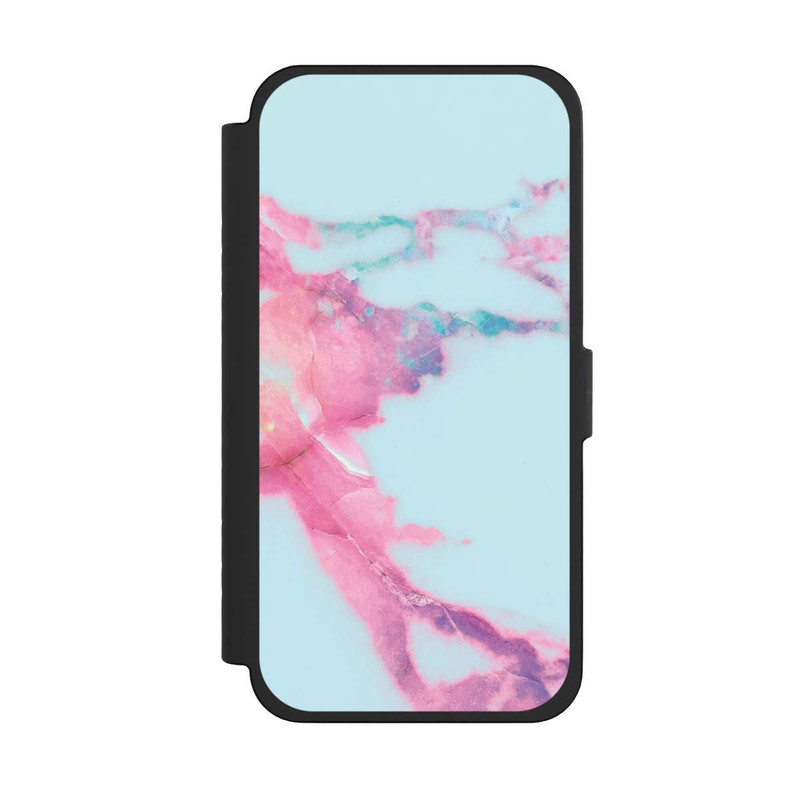 iPhone 15 Pro Max NIVOflip Marbre veiné irisé bleu clair