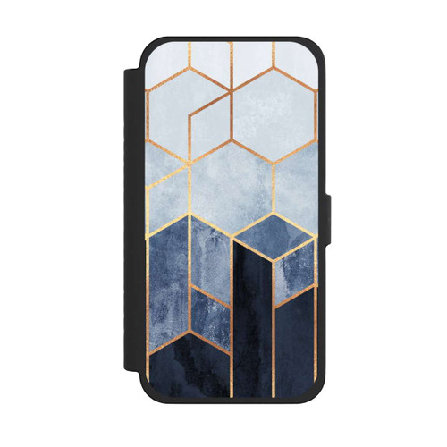 Apple iPhone 15 Pro Max NIVOflip Blauer Farbverlauf Sechsecke Golddruck