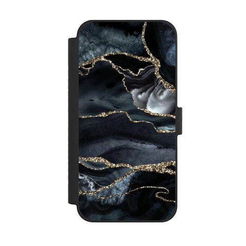Apple iPhone 15 Pro Max NIVOflip Dunkler Marmor Gold Glitzerlook