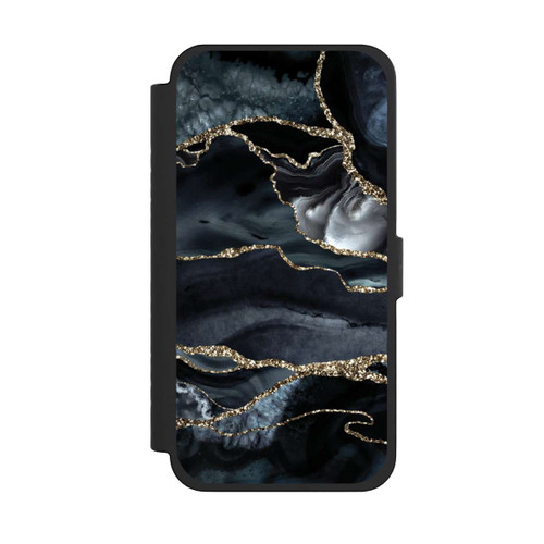 Apple iPhone 15 Pro Max NIVOflip Dark marble gold Glitter look