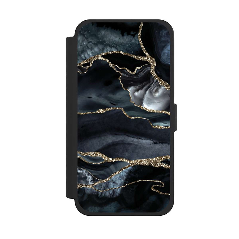 iPhone 15 Pro Max NIVOflip Dunkler Marmor Gold Glitzerlook