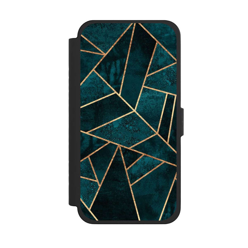 iPhone 15 Pro Max NIVOflip Tief Blaugrün Stein Gold Druck
